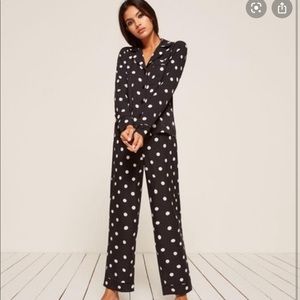 Reformation pajamas size small black polka dot